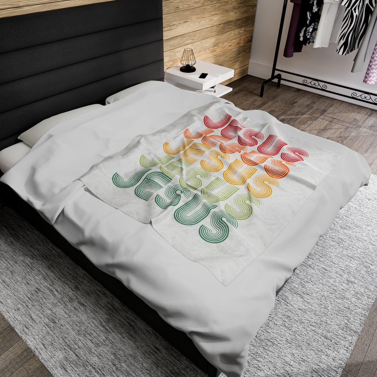 RETRO JESUS Boho Plush Blanket