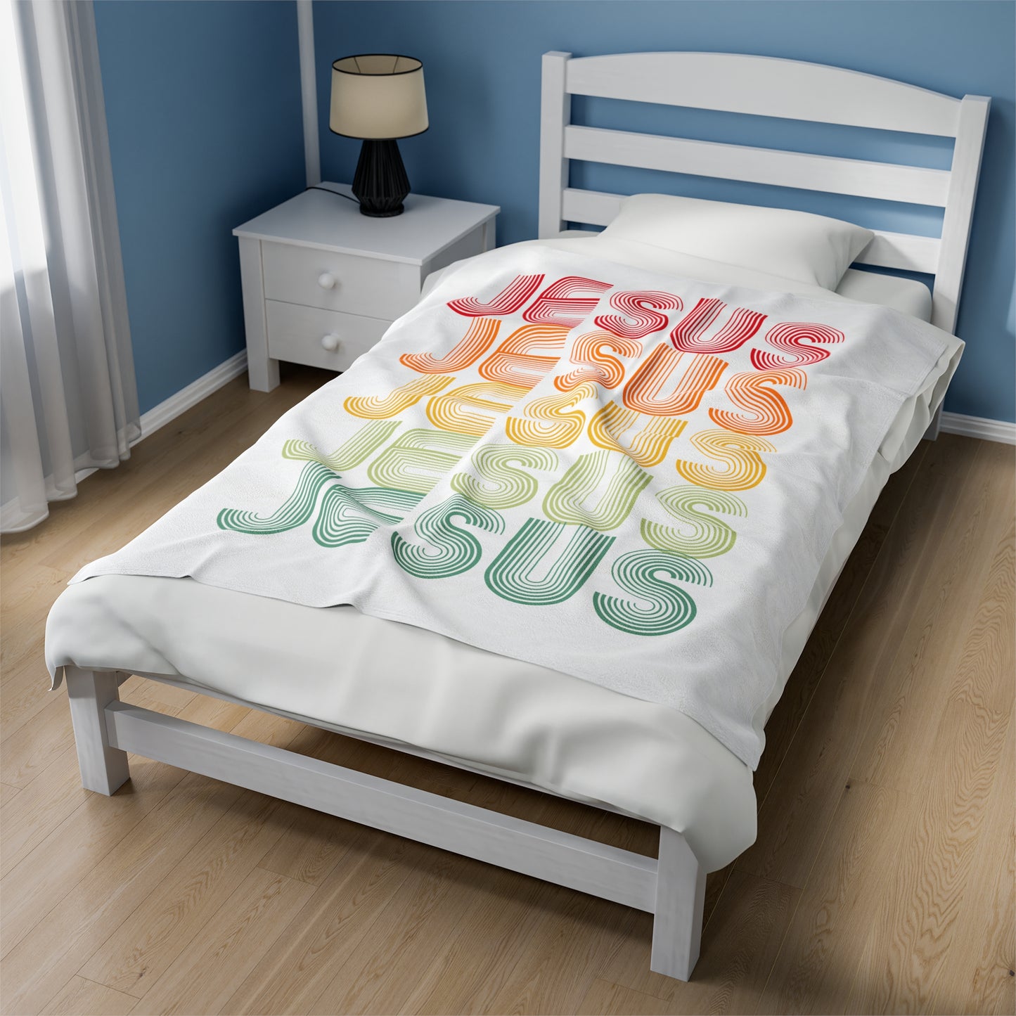 RETRO JESUS Boho Plush Blanket