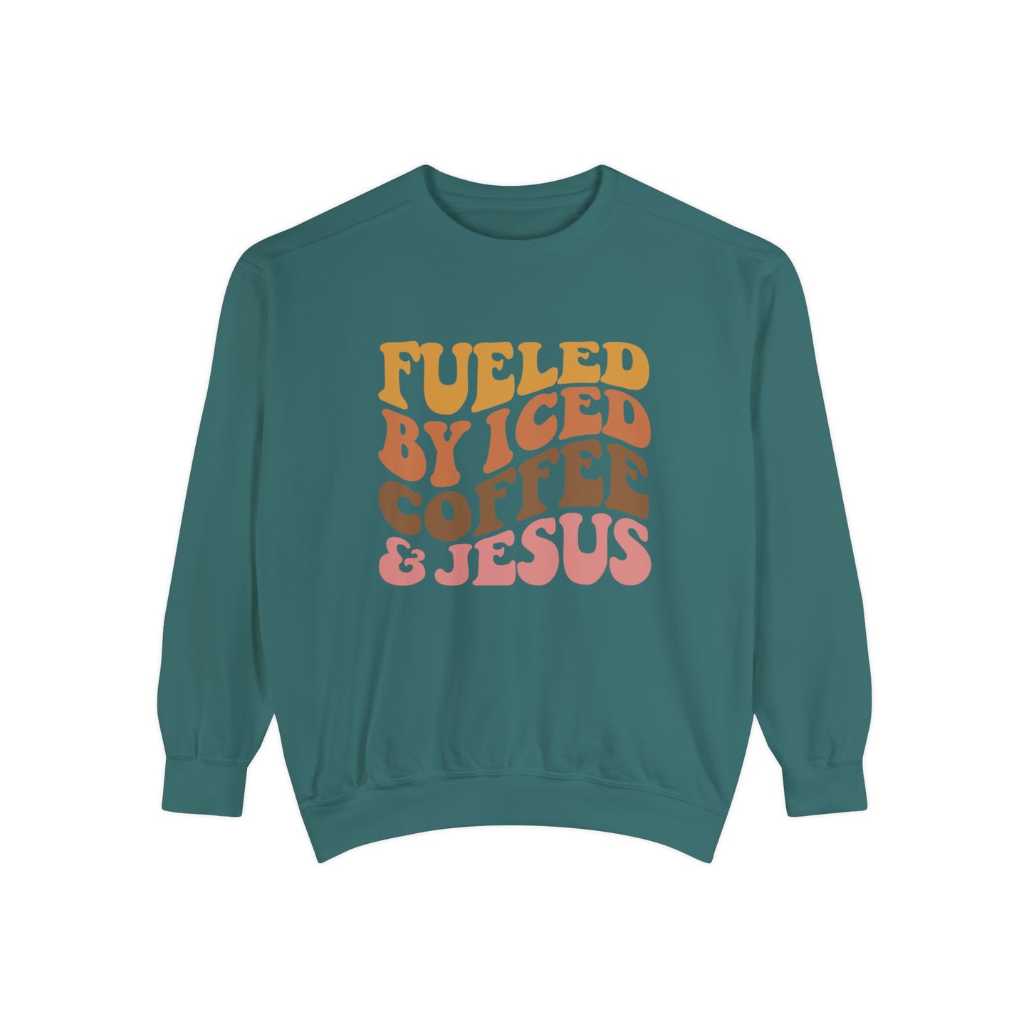 Fueled By Iced Coffee and Jesus | Jesus Sweatshirt