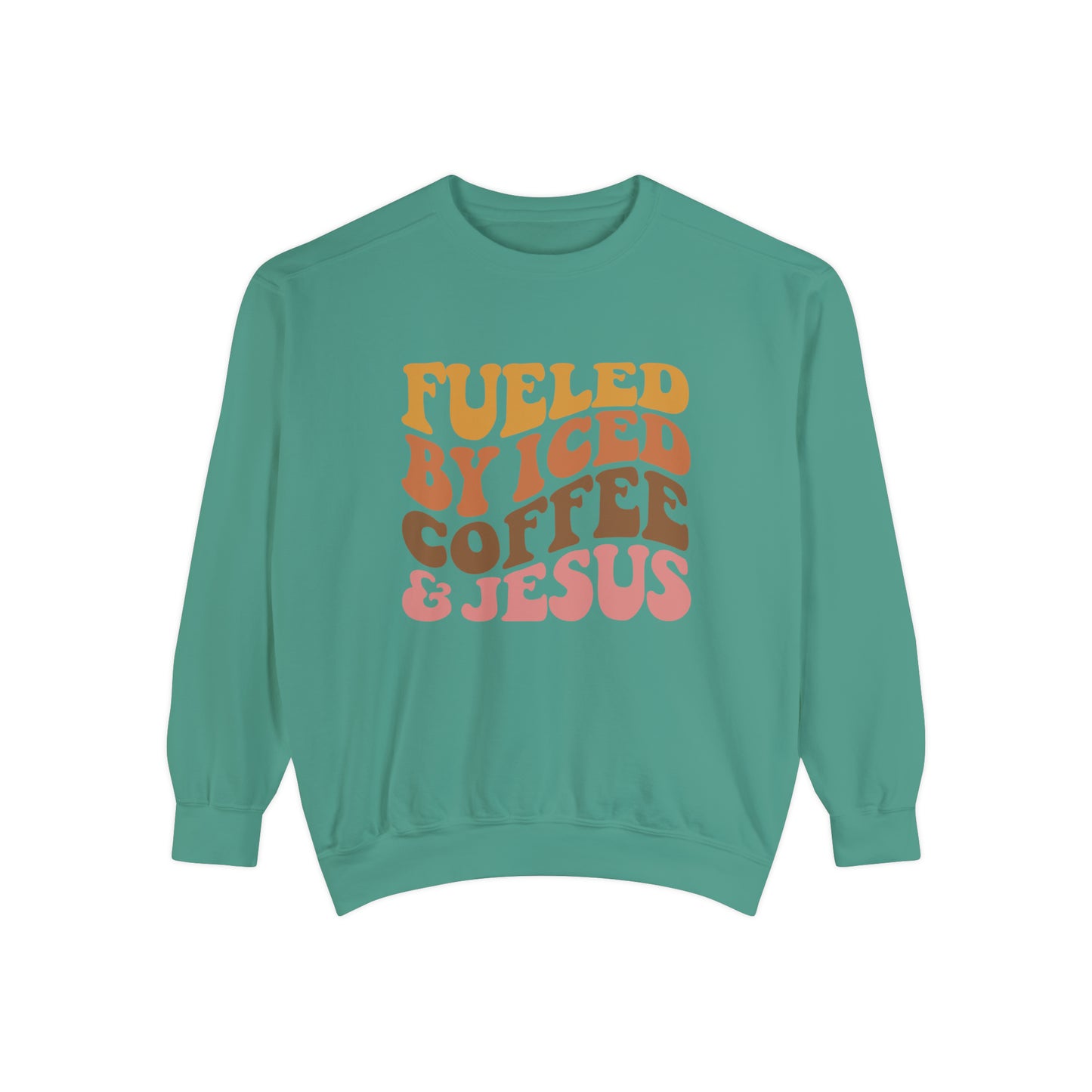 Fueled By Iced Coffee and Jesus | Jesus Sweatshirt