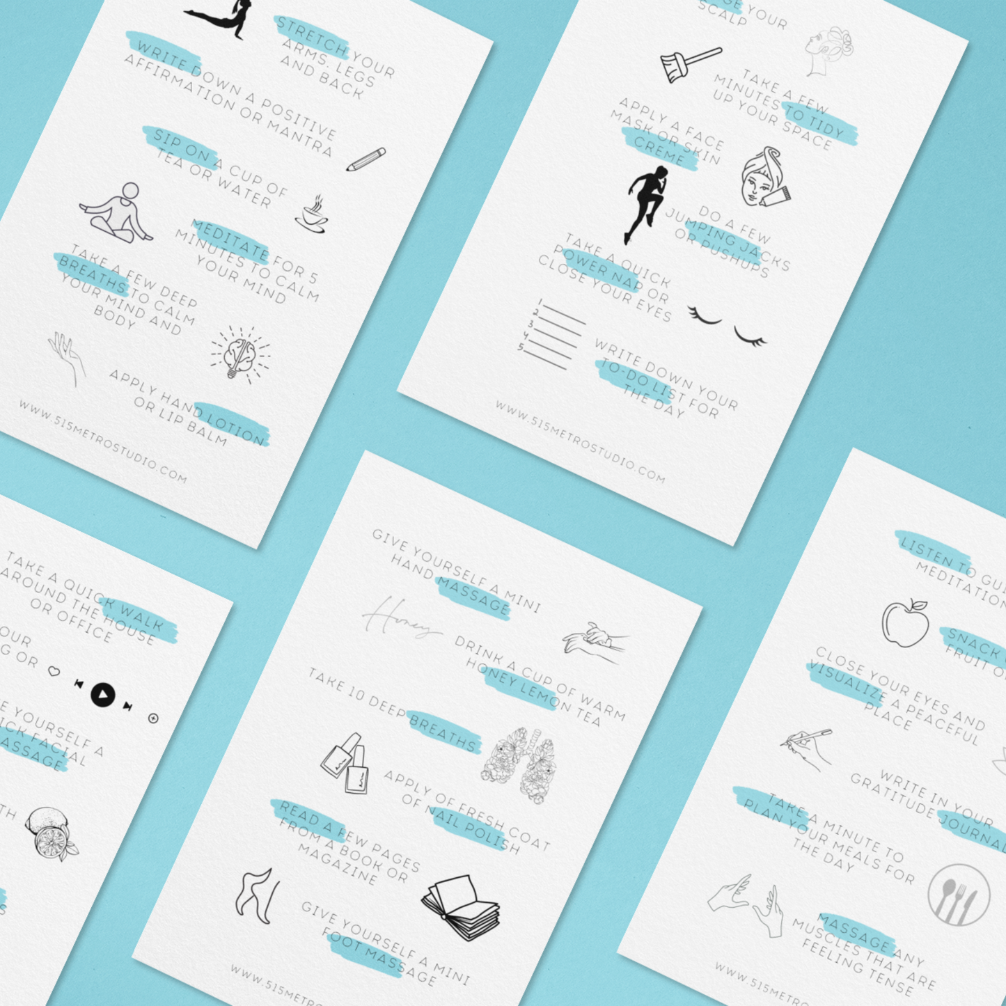 Quick Bliss Self Care Poster Set | 5 Minute Self Care Ideas | 30 Self Care Ideas | Printable Instant Download