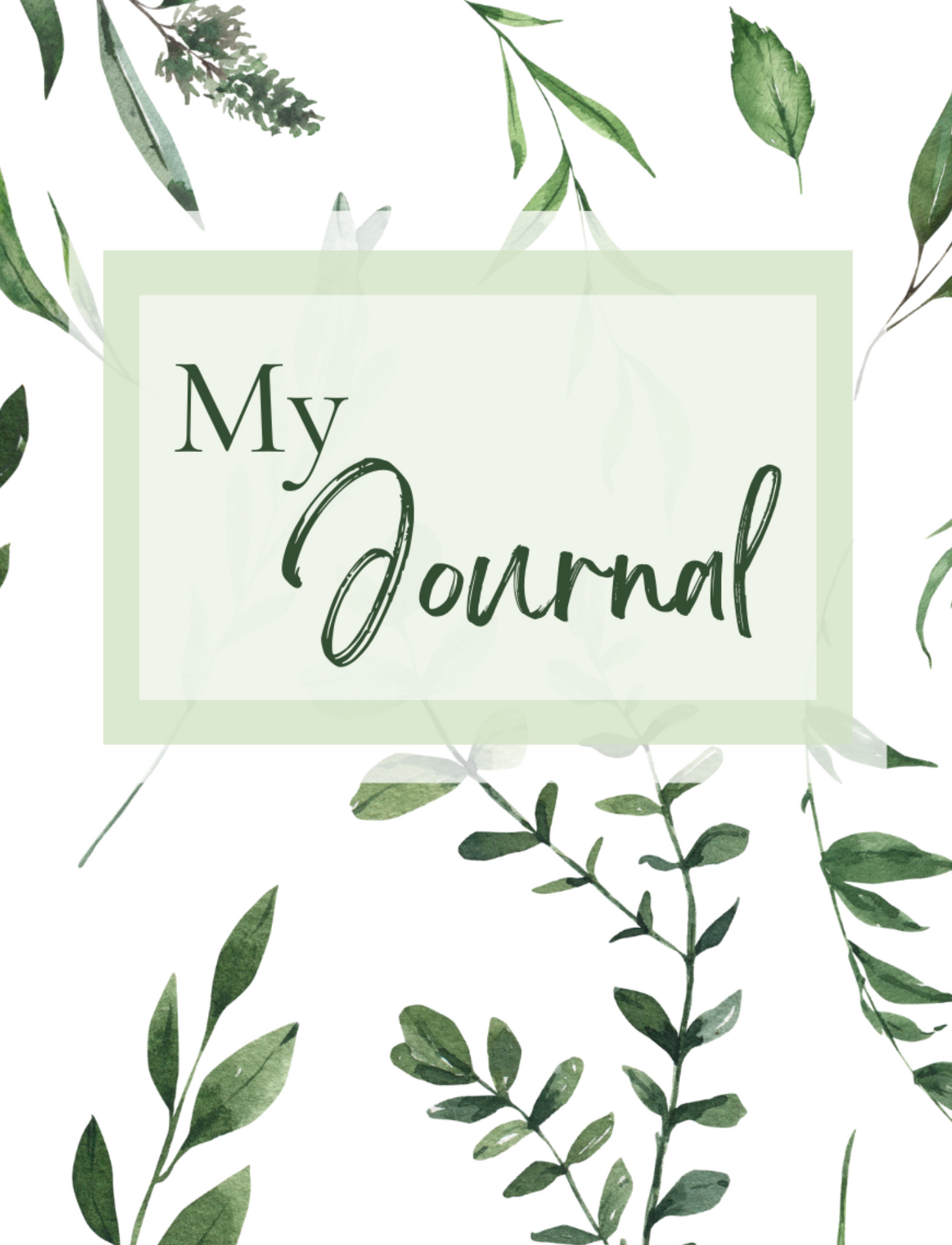 Greenery Digital Printable Lined Journal | Printable Instant Download