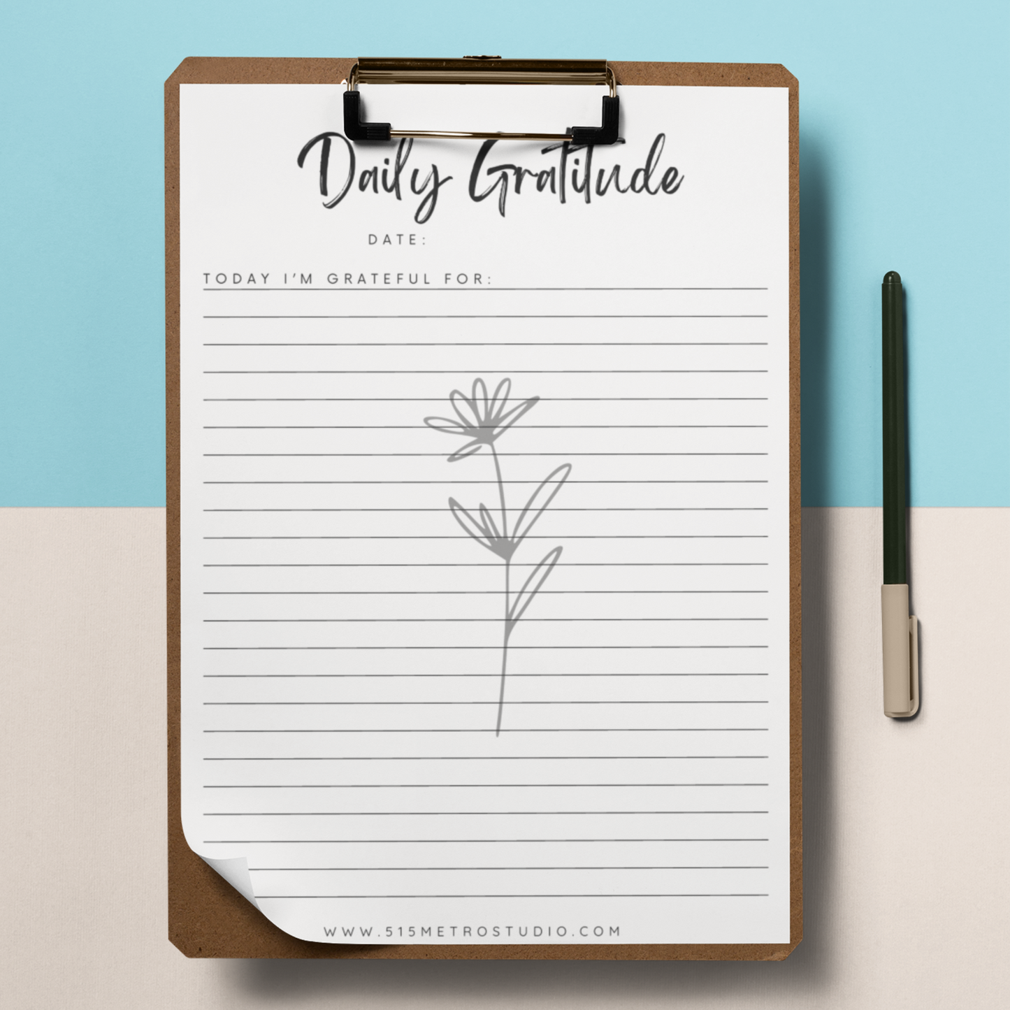 Gratitude Journal | Minimalist Flower Journal | Instant Printable Download
