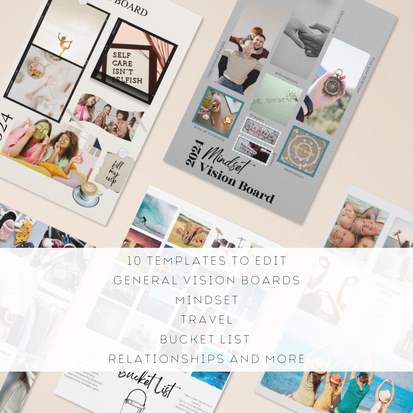 Dream It Canva Vision Board Templates | Vision Board Templates | Editable In Canva
