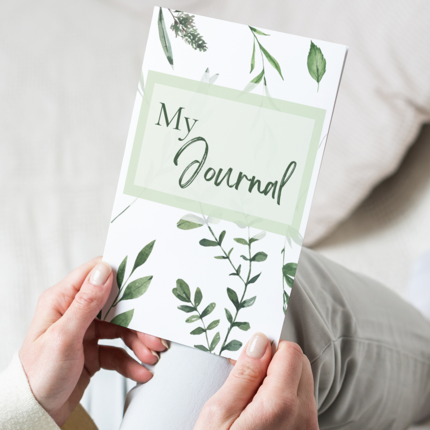 Greenery Digital Printable Lined Journal | Printable Instant Download