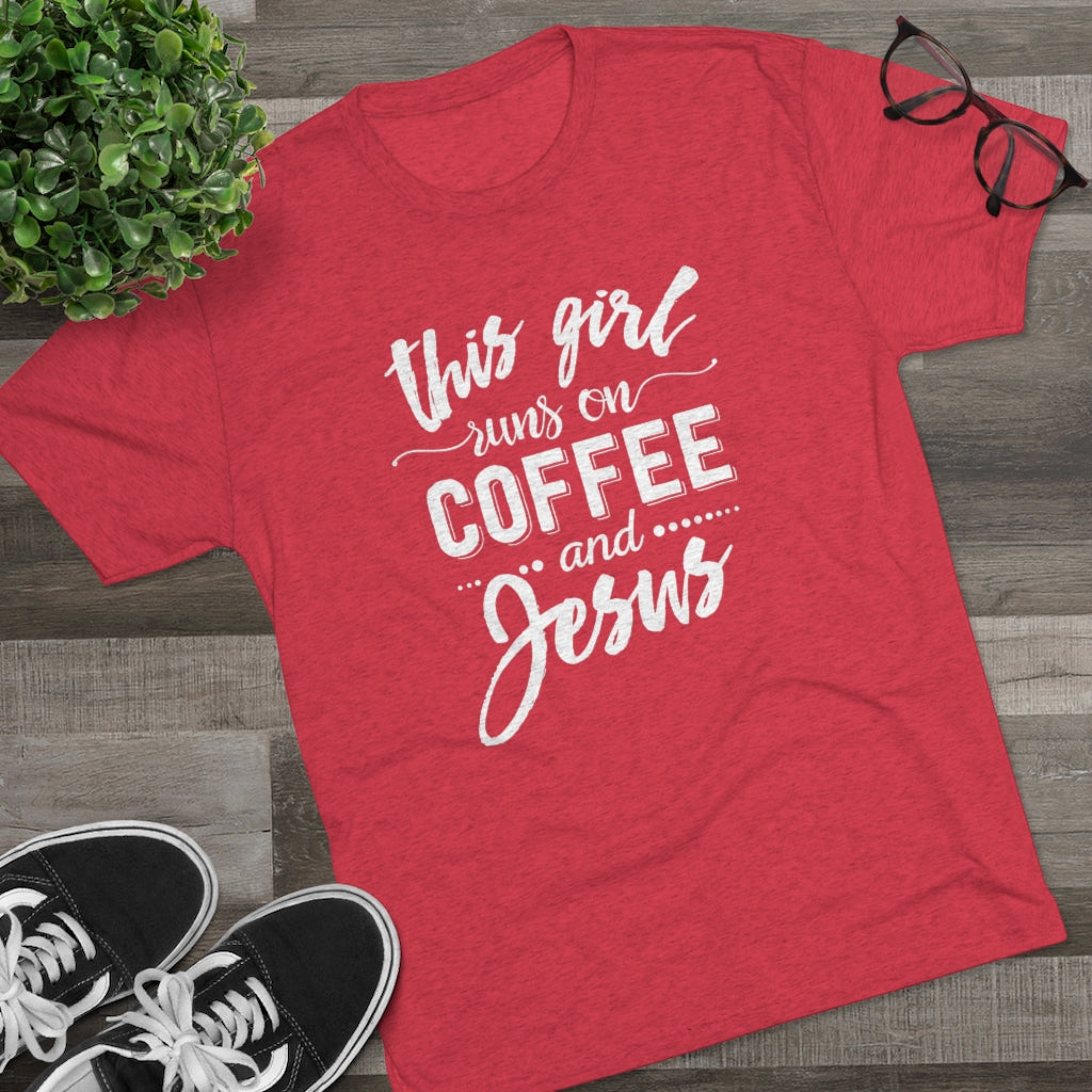 This Girl Runs on Coffee and Jesus Shirt | Positivity Tee