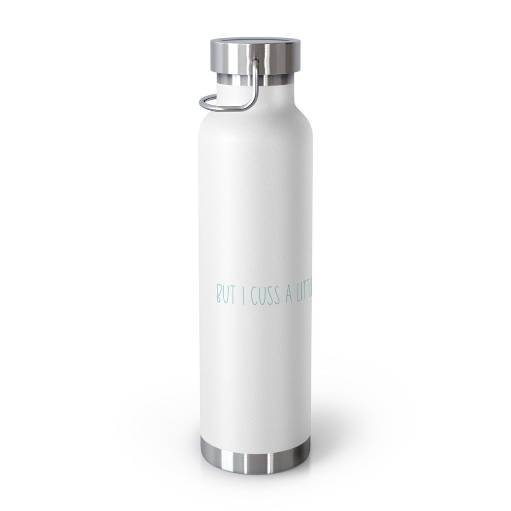 I love Jesus but I cuss a little Insulated Bottle | Christian Inspired Water Bottle | Christian Humor | Aqua lettering