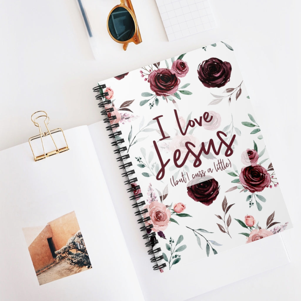 Floral I Love Jesus Journal | Floral Spiral Notebook