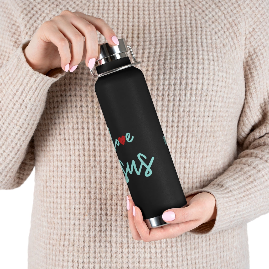I love Jesus but I cuss a little Insulated Bottle | Christian Inspired Water Bottle | Christian Humor | Aqua lettering