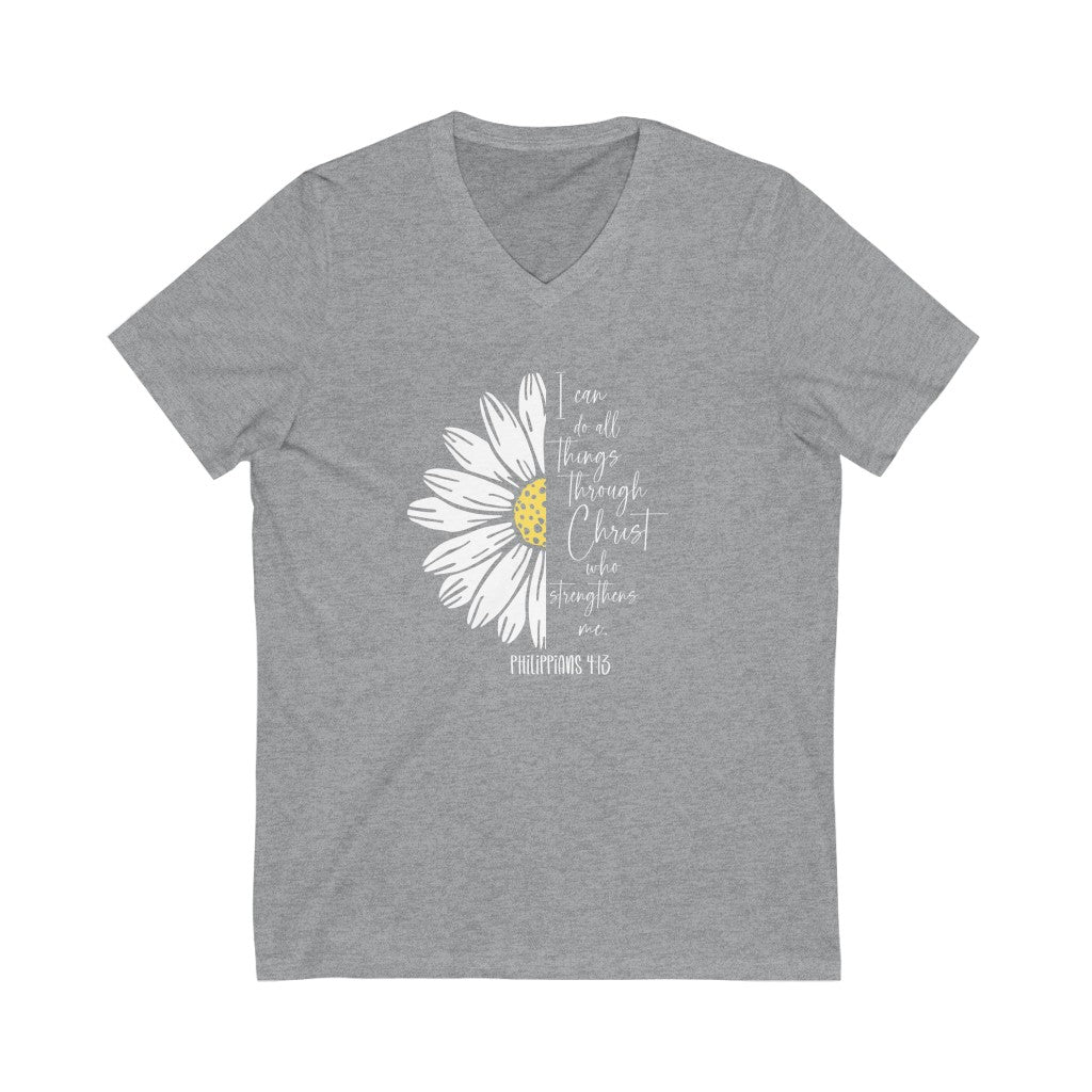 I can do all things through Christ who strengthens me V-neck shirt | Christian Shirt Philippians 4:13