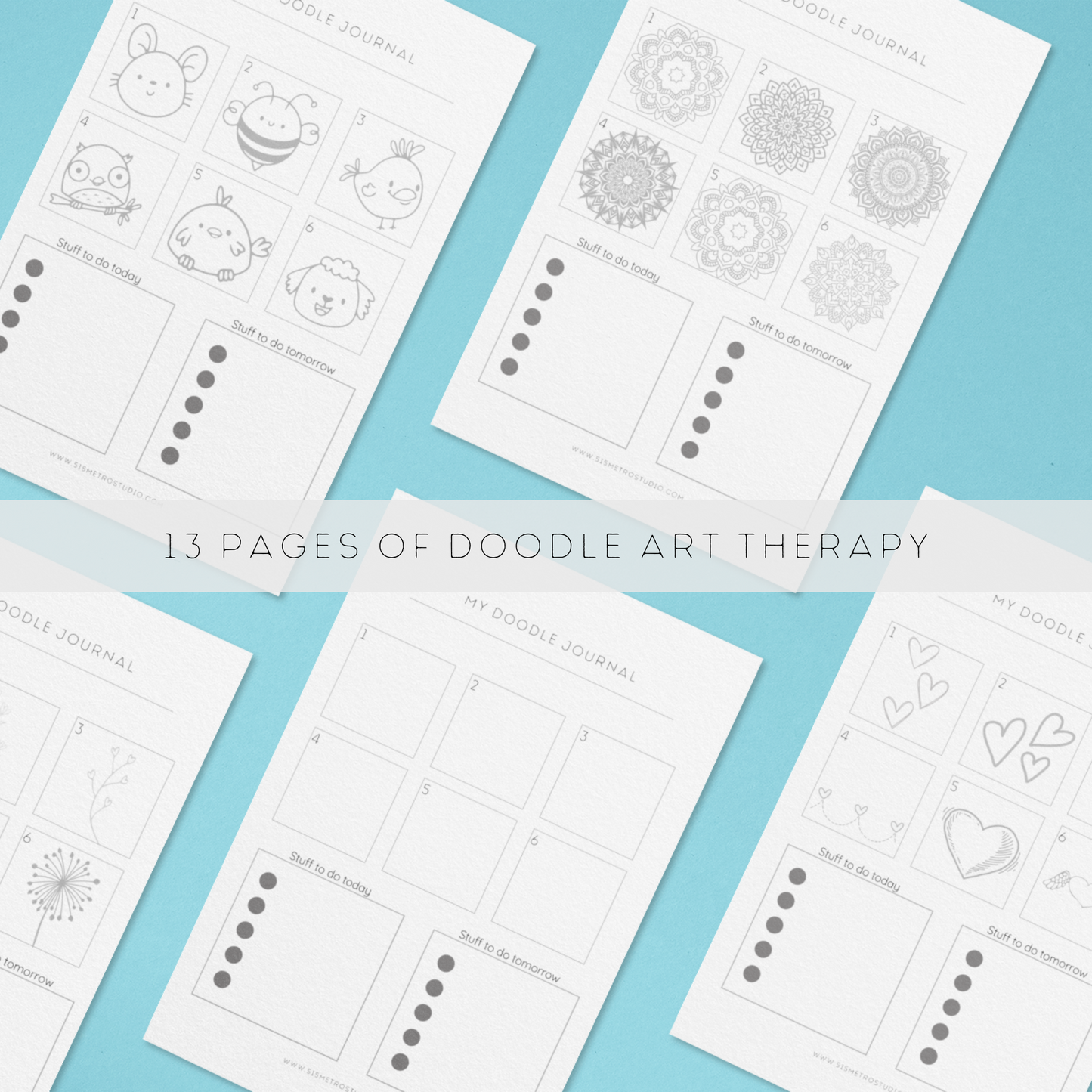 Doodle Journal Pages | Doodle Coloring Pages | Printable Instant Download