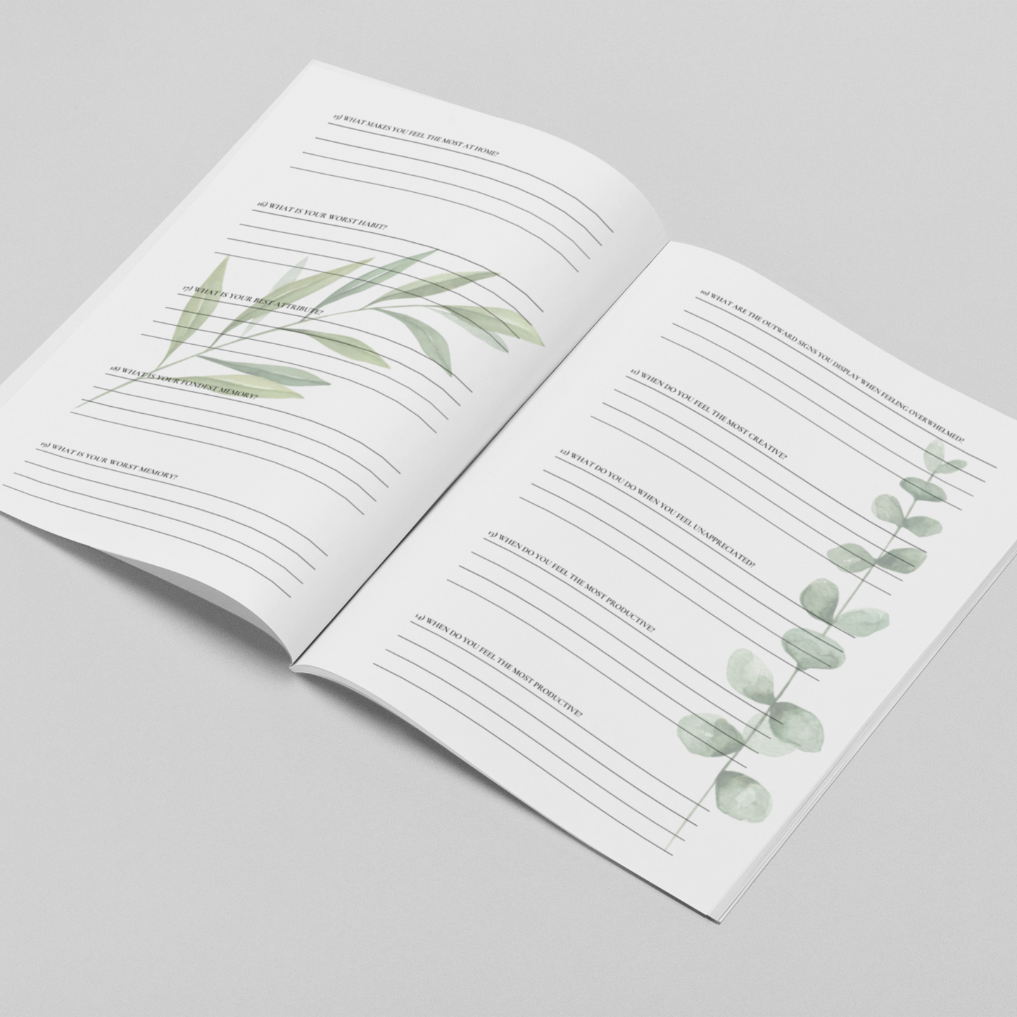 Self Discovery Journal | 118 Journal Prompts | Instant Printable Download | Prompt Journal-Greenery