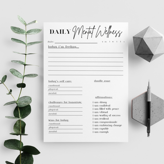 Daily Journal for Mental Wellness | Daily Wellness Planner | Printable Instant Download