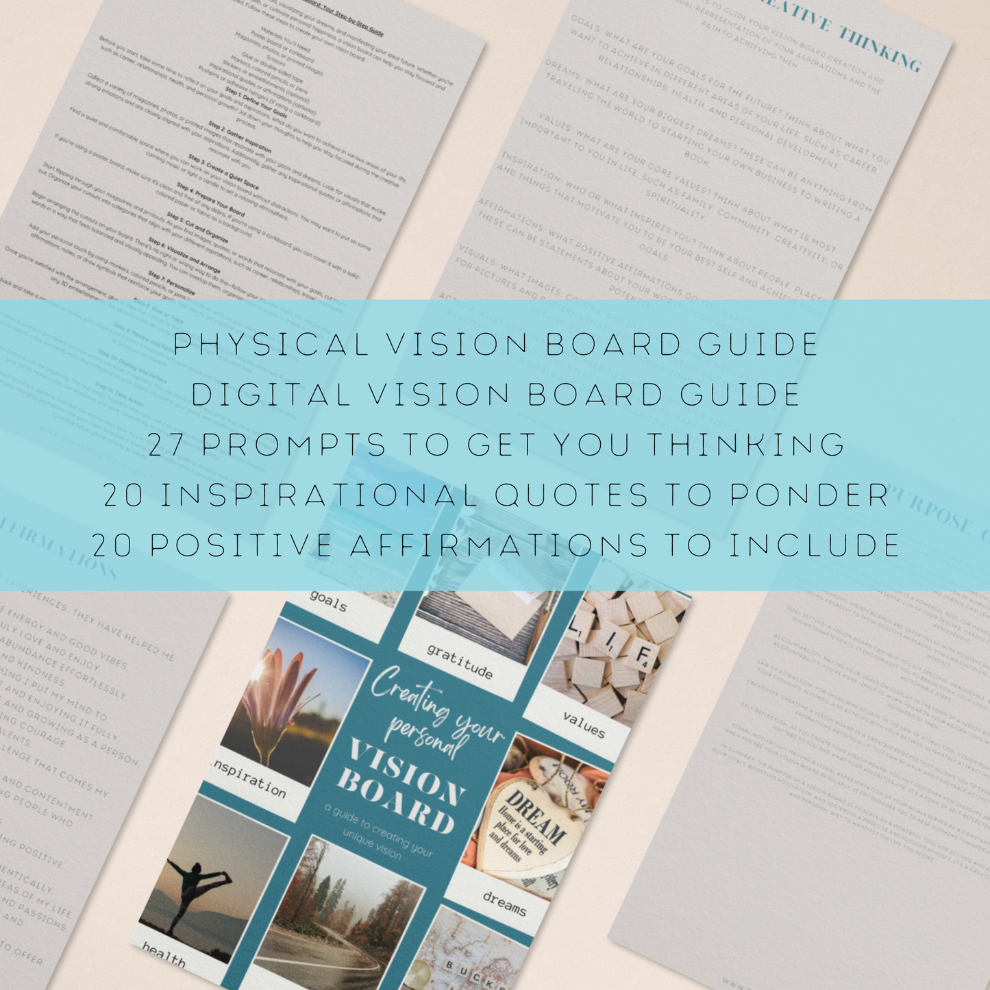 Ultimate Dreamer's Vision Board Kit -Digital | CANVA TEMPLATE | Printable Digital Download PDF
