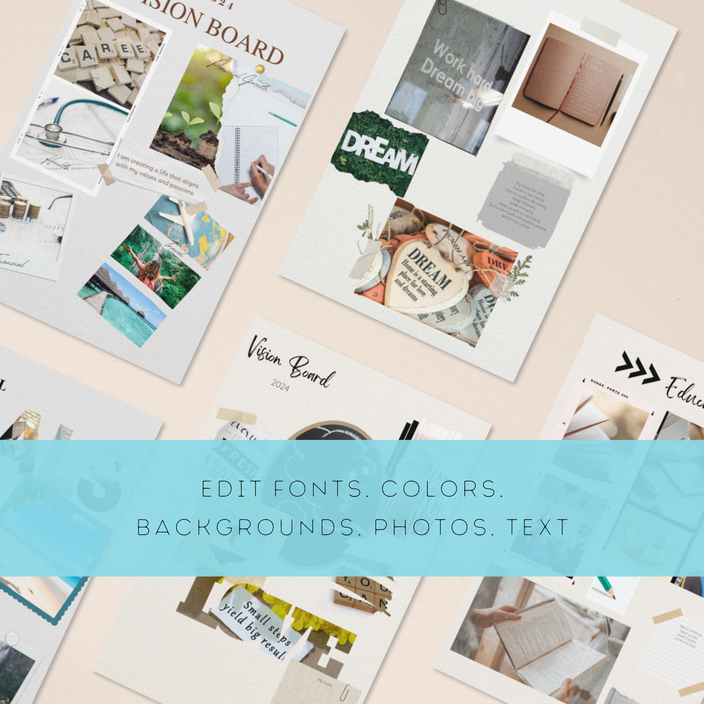 Dream It Canva Vision Board Templates | Vision Board Templates | Editable In Canva