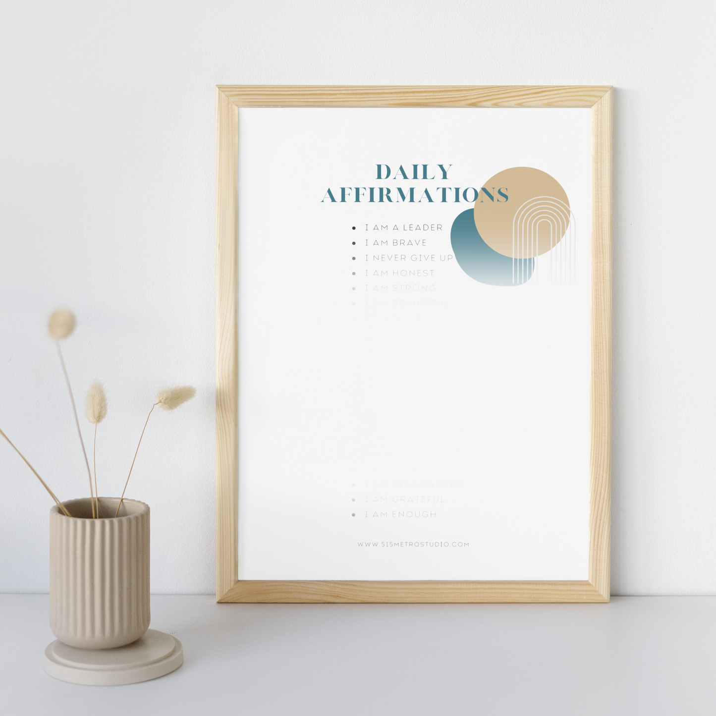 120 boho themed affirmations can be printed and framed 