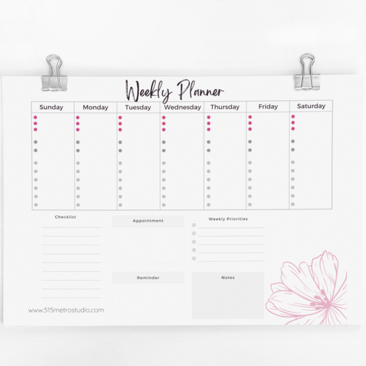 Weekly Planner Printable | Flower Weekly Planner | Printable Instant Download