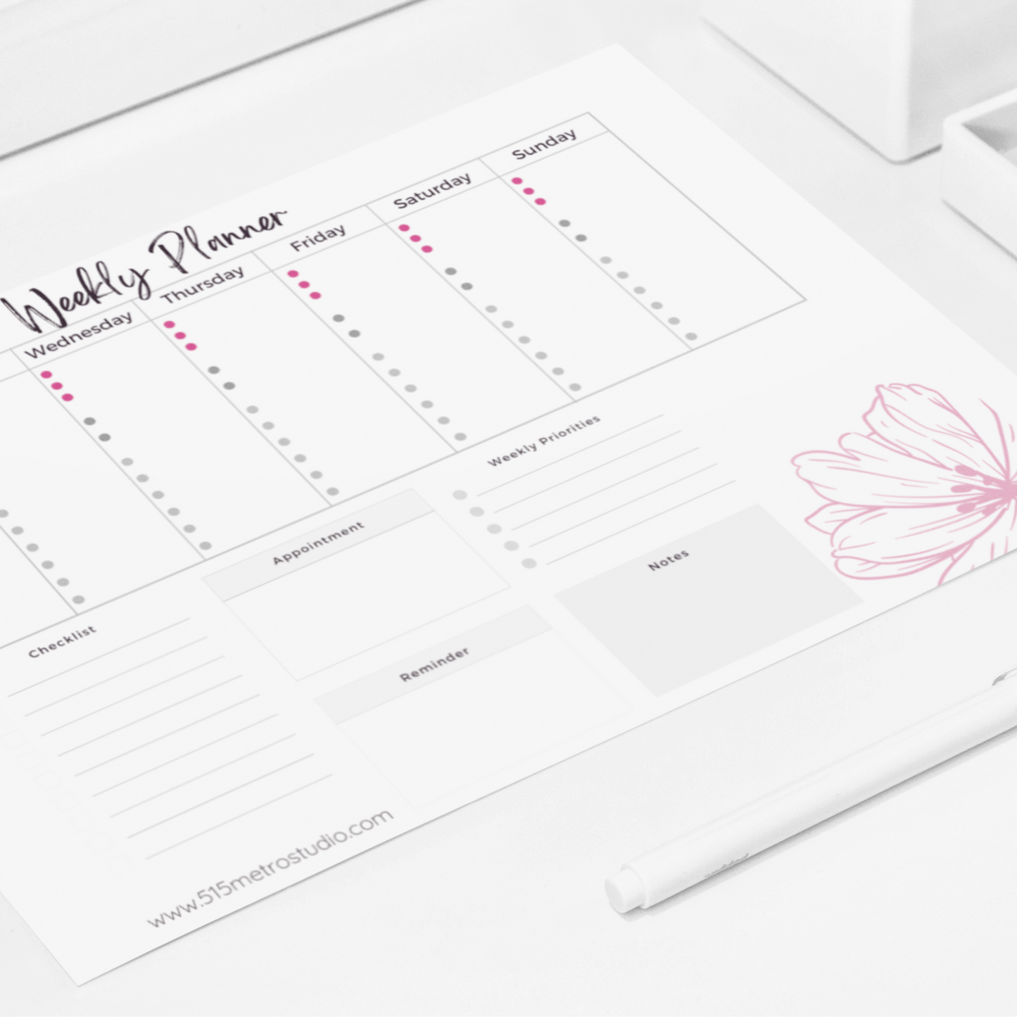 Weekly Planner Printable | Flower Weekly Planner | Printable Instant Download