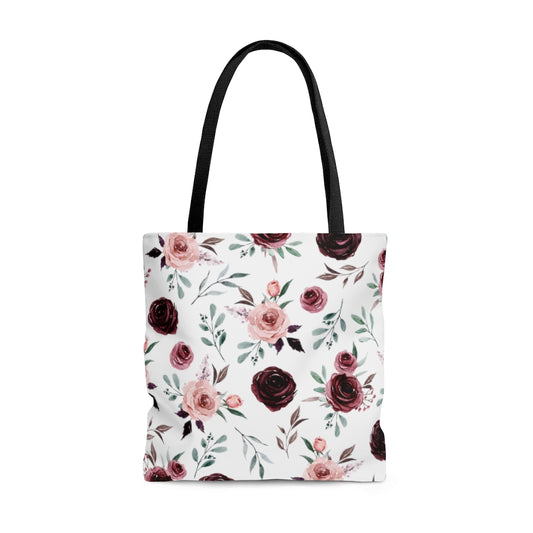 floral canvas tote bag | burgundy and blush roses canvas bag | floral tote bag
