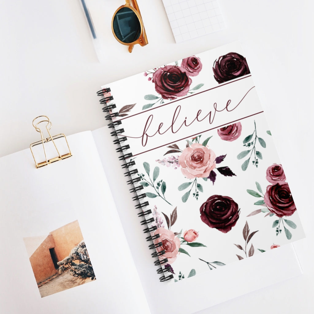 floral believe journal floral spiral notebook