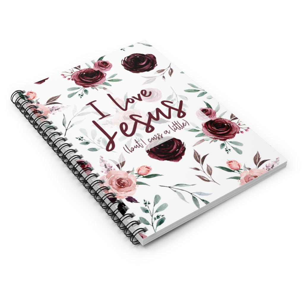 Floral I Love Jesus Journal | Floral Spiral Notebook