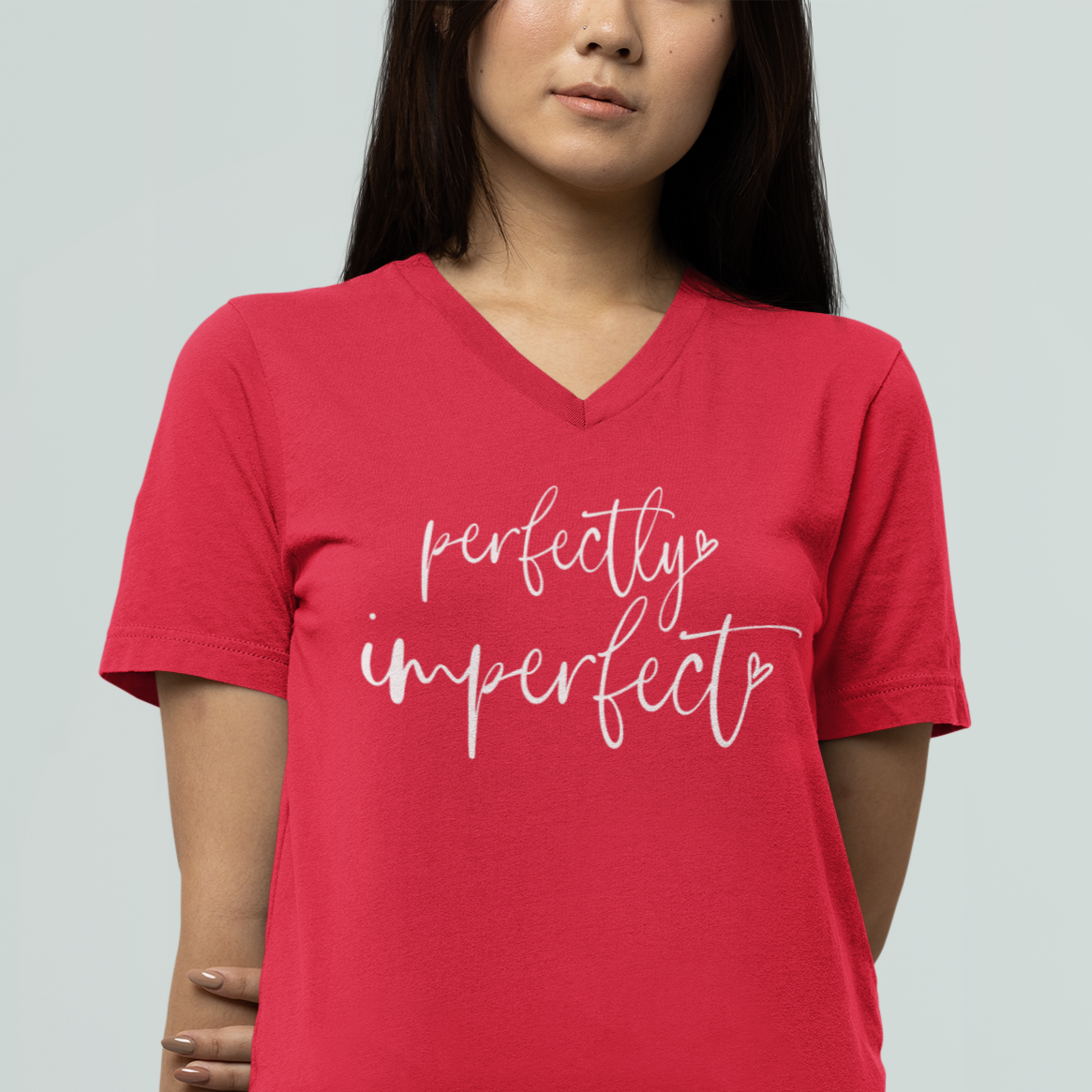 perfectly imperfect vneck shirt | positivi-tee